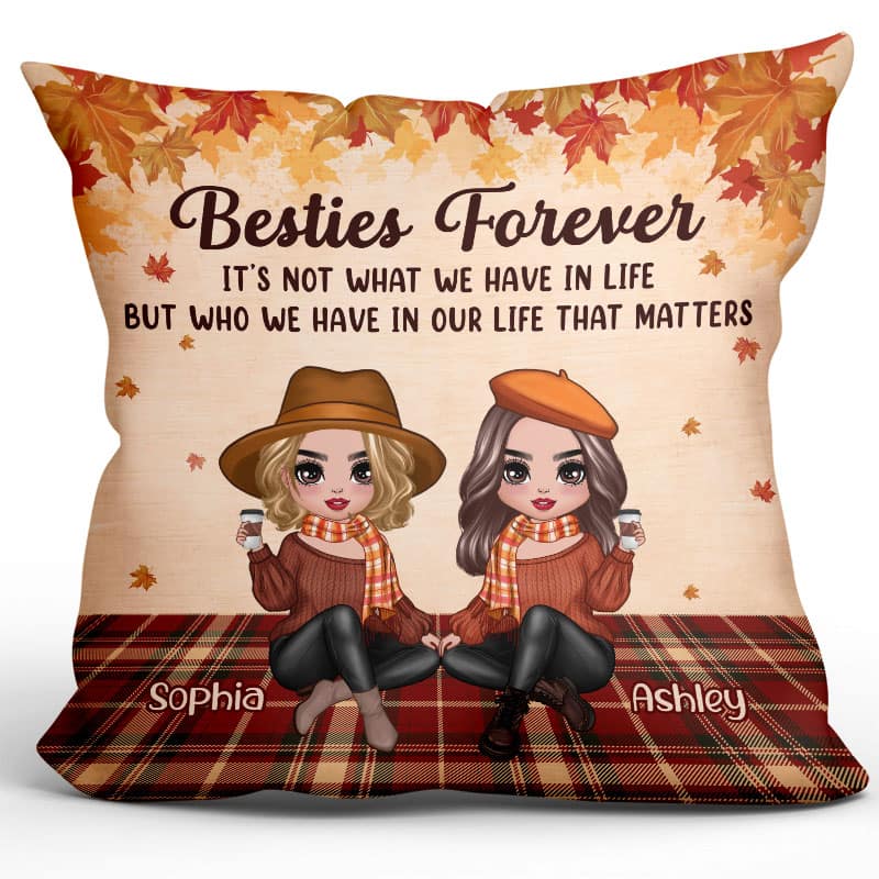 Fall Season Doll Best Friends Forever Personalized Pillow (Insert Included)