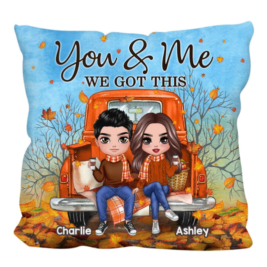 Fall Season Couple Truck Freeze Personalized Pillow (Insert Included)